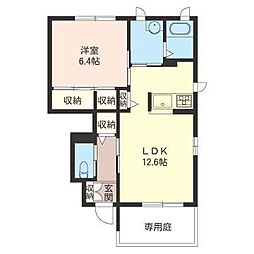 オークス壱番館 1LDKの間取図画像