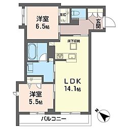 アンビハウス豊四季 2LDKの間取図画像