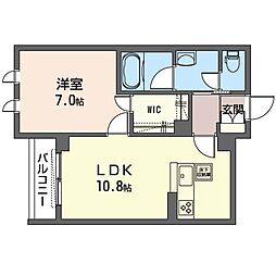 ミラソール市川 1LDKの間取図画像