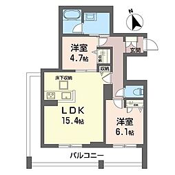 ベンディシオン市川 2LDKの間取図画像