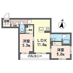 コンフォーザ 真間 2LDKの間取図画像