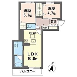 コンフォーザ 真間 2LDKの間取図画像