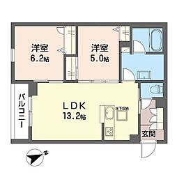 エルベグランデュール 2LDKの間取図画像