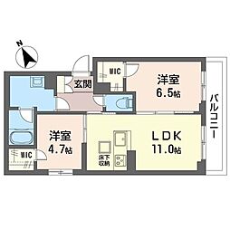 リラフォート本八幡 2LDKの間取図画像