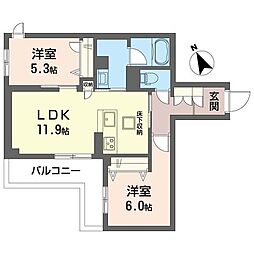 リラフォート本八幡 2LDKの間取図画像