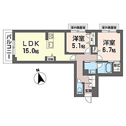 KOB10 2LDKの間取図画像