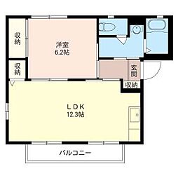 グランメール1番館 1LDKの間取図画像