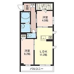 エクラージュ 2LDKの間取図画像