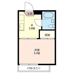 ハピネスコーセー 1Kの間取図画像
