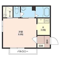 ヴェルウッド 1Kの間取図画像
