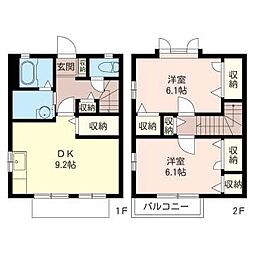 フレシールA 2DKの間取図画像