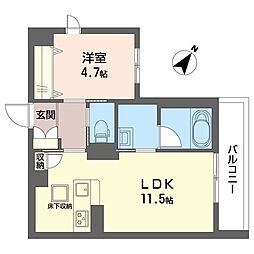 ヴィラアルボII 1LDKの間取図画像