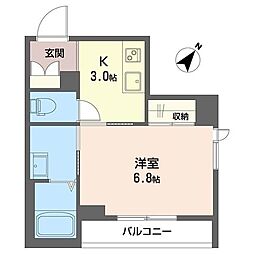コスモ ザ ガーデン 1Kの間取図画像