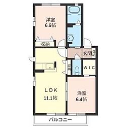 ラヴィル湘南 2LDKの間取図画像