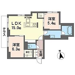 プレミアス大船 2LDKの間取図画像