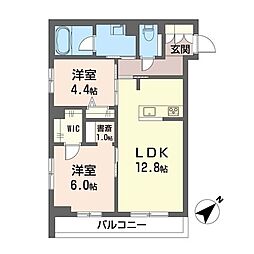 ライブオークK・S 2LDKの間取図画像