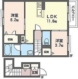 Y'sヒルメゾン2 2LDKの間取図画像