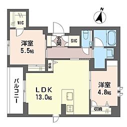 セントリビエ 2LDKの間取図画像