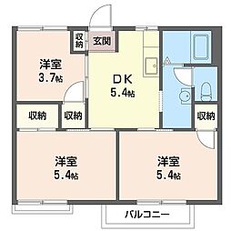 ハイツアイB棟 3Kの間取図画像
