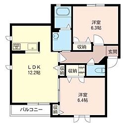 メゾンルミエールA 2LDKの間取図画像