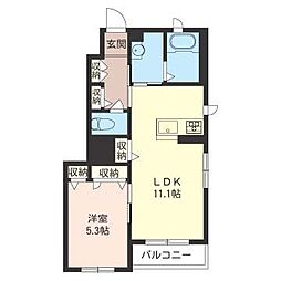 ほいぜる港南A棟 1LDKの間取図画像