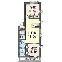 ルミエール栄 2LDKの間取図画像