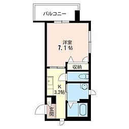 ベレオ新杉田 1Kの間取図画像