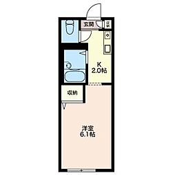 レッドサン 1Kの間取図画像