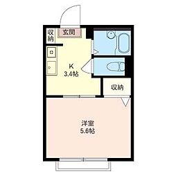 T・Sプランドゥール 1Kの間取図画像