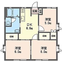 ヒルズ藤塚A棟 3DKの間取図画像