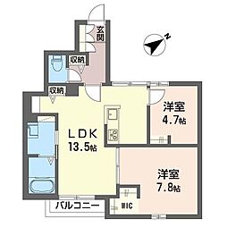 ラピス・コリーノ 2LDKの間取図画像
