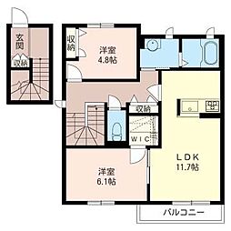 ホープ・クロワール 2LDKの間取図画像