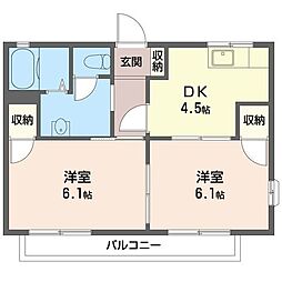 ライトヒルズB棟 2Kの間取図画像