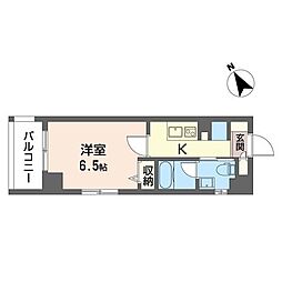 ティーリーフ横浜ウエスト 1Kの間取図画像