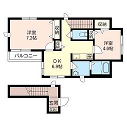 磯子ハイツ 2DKの間取図画像