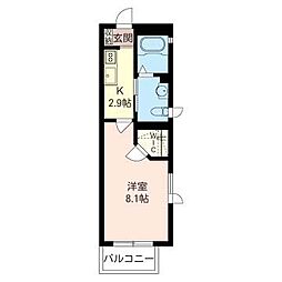 リ・ラフォーレ横浜橋 1Kの間取図画像