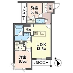 ウィステリアガーデン 2LDKの間取図画像