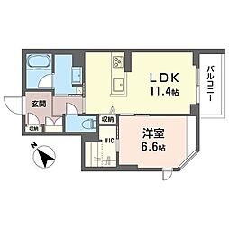コンティキュール熊之堂 1LDKの間取図画像