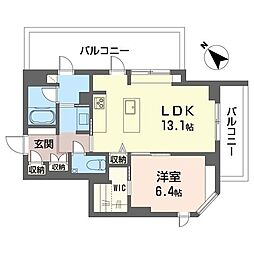 コンティキュール熊之堂 1LDKの間取図画像