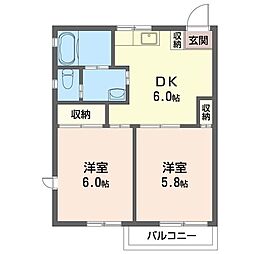 アネックス坂本B 2DKの間取図画像