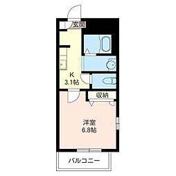 ベルヴィル能見台 1Kの間取図画像
