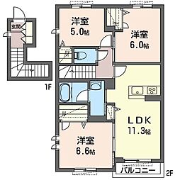 ブルームステージ三ツ池 3LDKの間取図画像