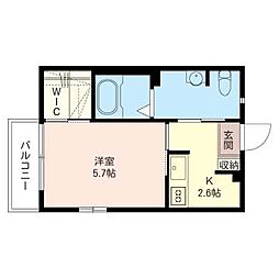 M.ヴァレー 1Kの間取図画像