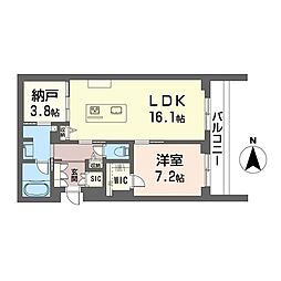 ロワゾ 1SLDKの間取図画像