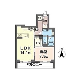 ロワゾ 1LDKの間取図画像