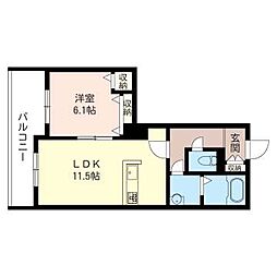 グルースムーシカ 1LDKの間取図画像