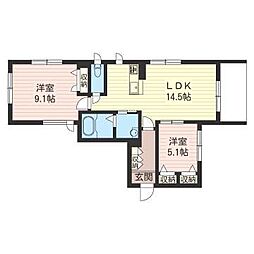 メゾン・ド・ユウ・ケイ 2LDKの間取図画像