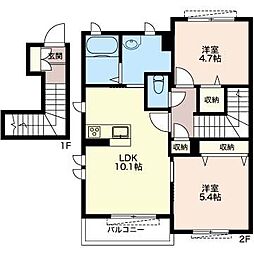 コートリベーラ3 2LDKの間取図画像