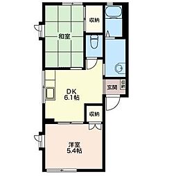 クレスト川向 2DKの間取図画像
