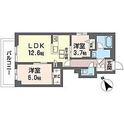 フォース アルカナ 2LDKの間取図画像